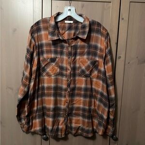 Maurices Brown and Black Plaid Shirt